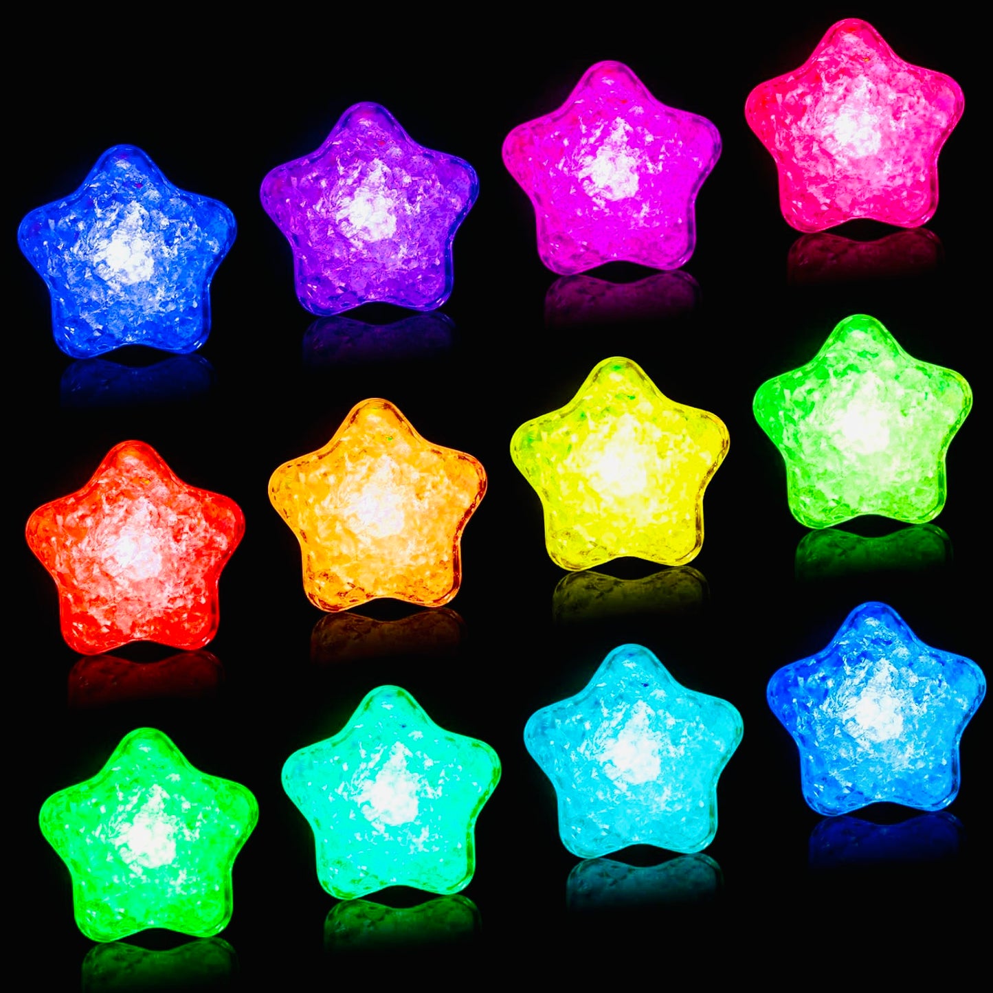 LED Eiswürfel Stern 12er Pack – Leuchtende Party-Dekoration