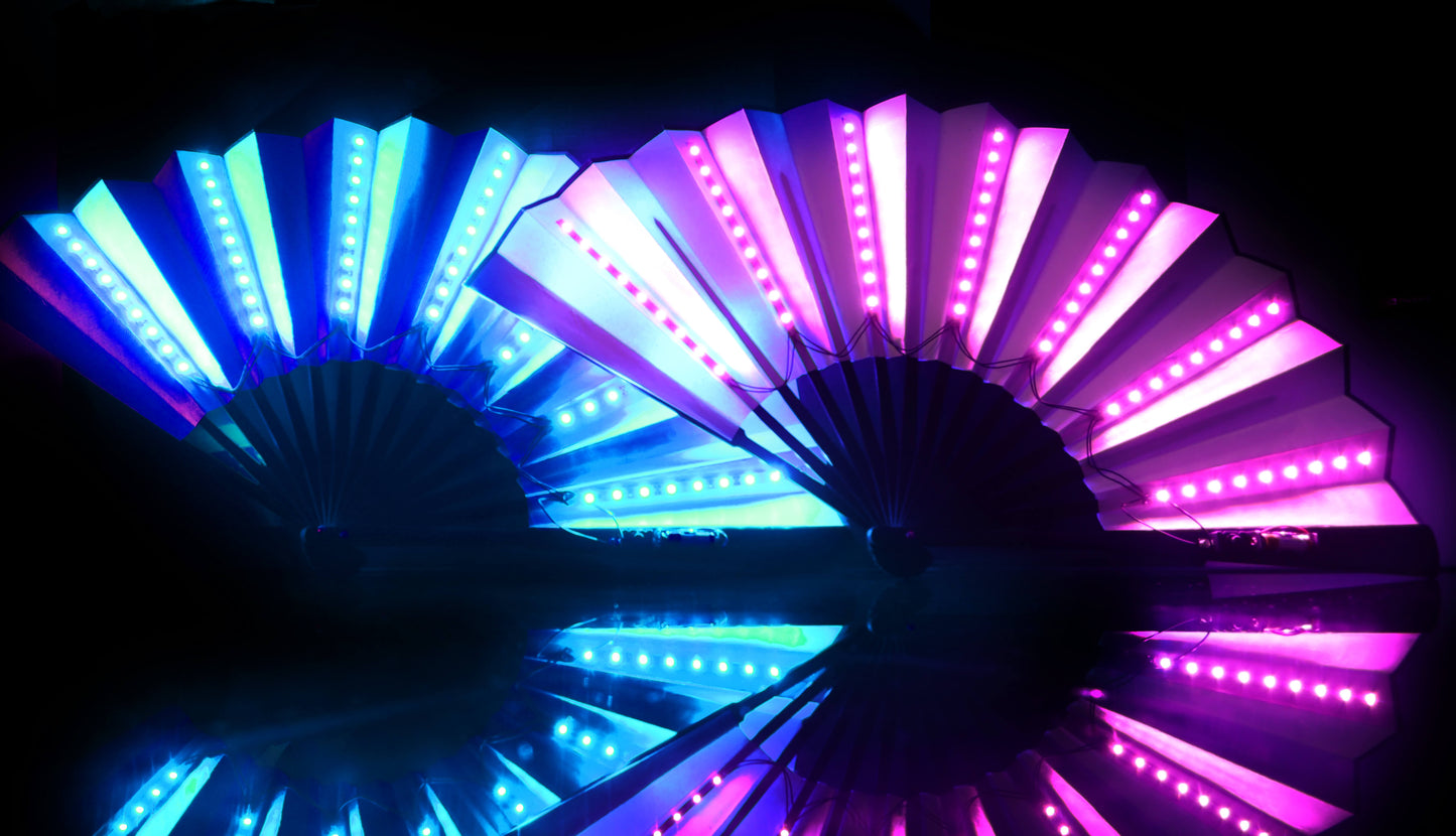 XL LED Handfächer Einfarbig 5er Pack – Leuchtende Party-Dekoration