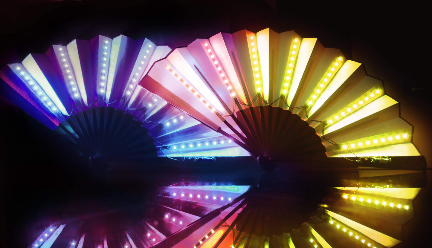 XL LED Handfächer Einfarbig 5er Pack – Leuchtende Party-Dekoration