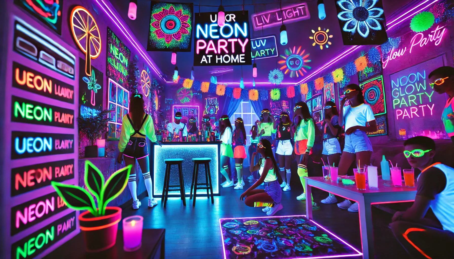 Neon-Party zu Hause: Die perfekte Schwarzlicht-Feier planen