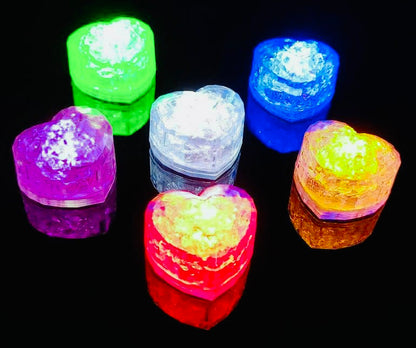 LED Eiswürfel Herz 12er Pack – Romantische Party-Dekoration