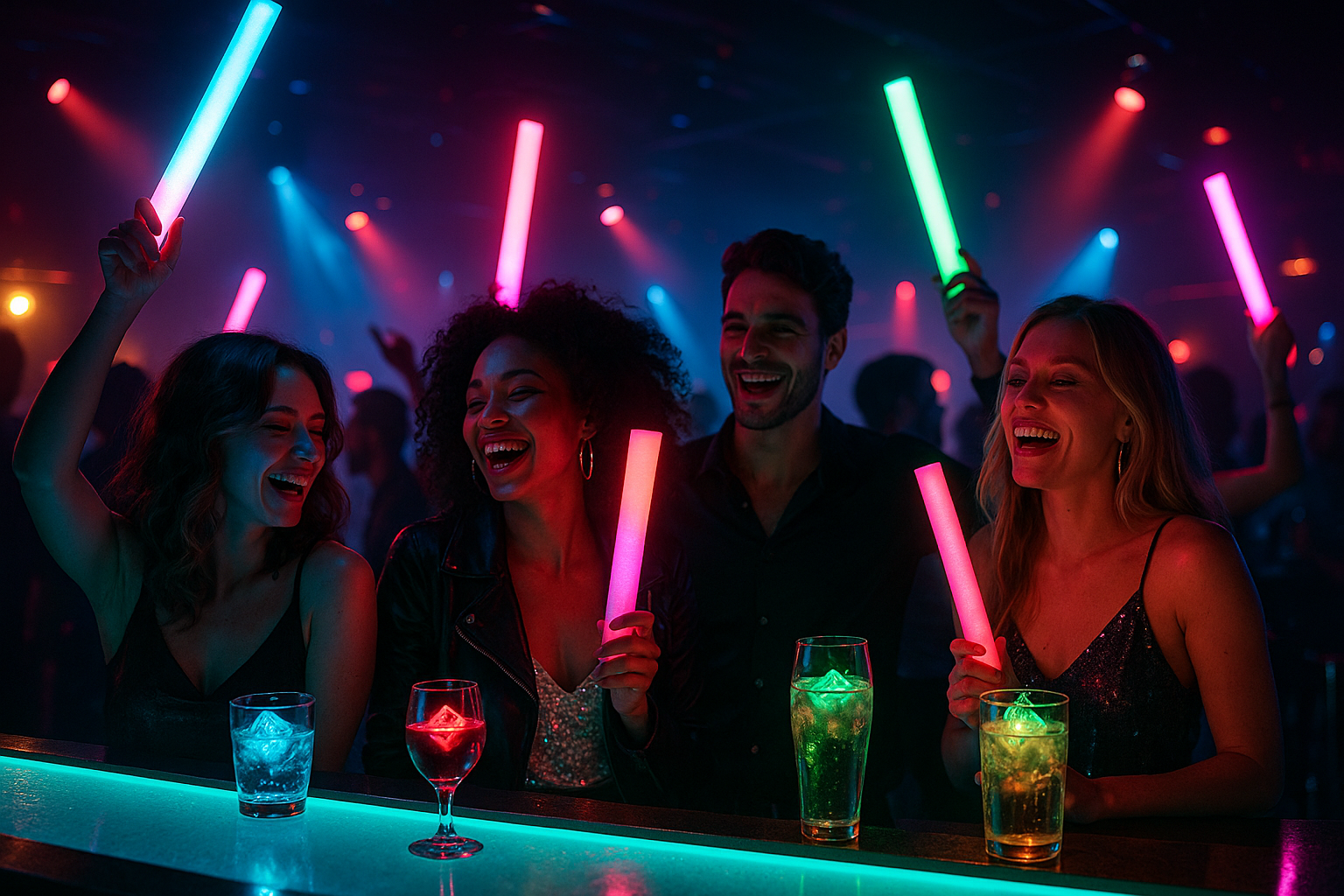 LED Party Schaumstoff Stab 2000er Event Pack – Leuchtende Party-Dekoration