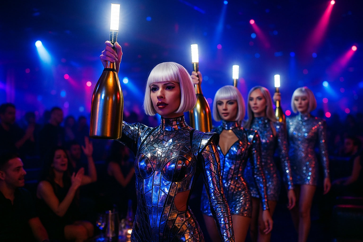 LED Stroboblitzstab Gold Flaschenaufsatz – Leuchtende Party-Dekoration