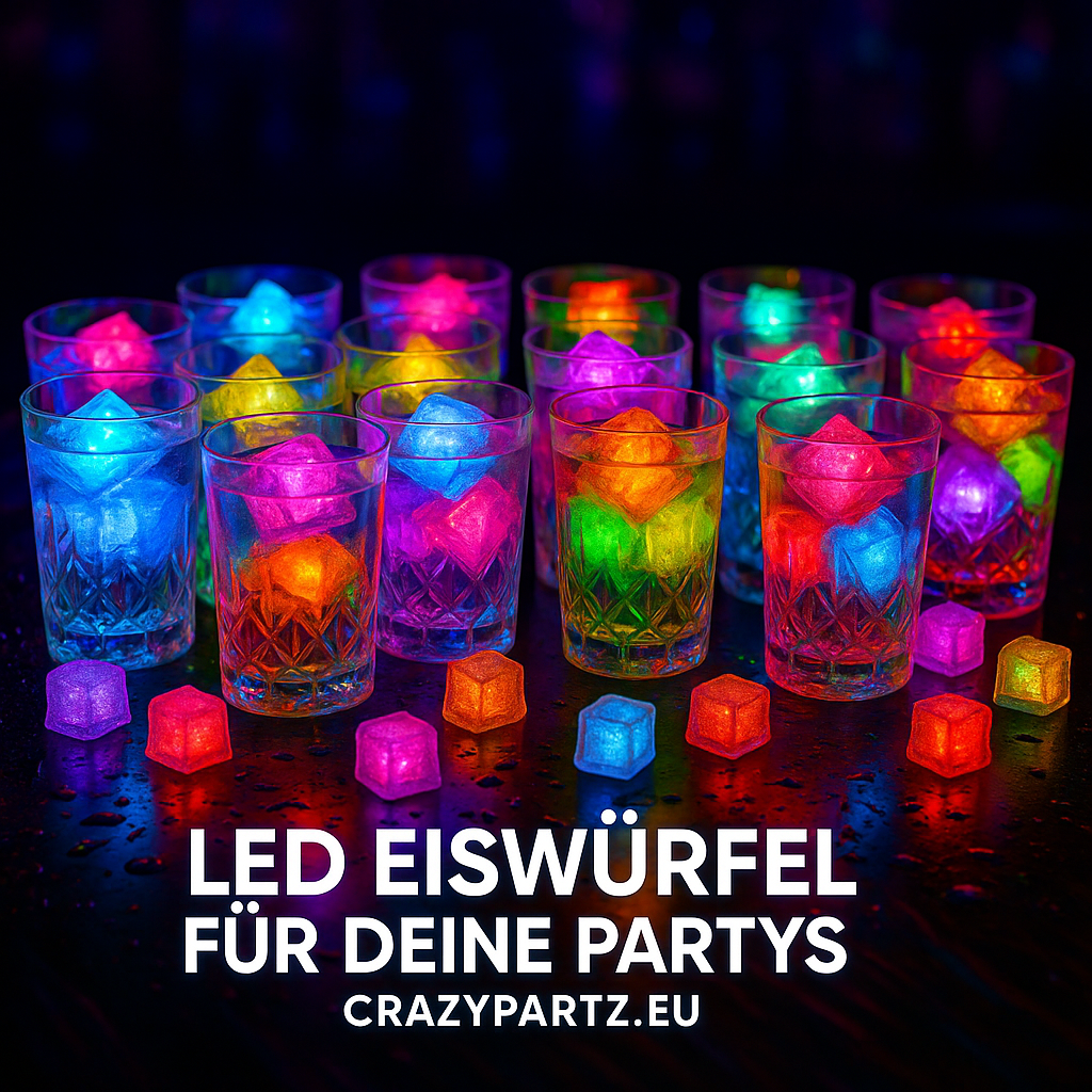 LED Eiswürfel Würfel 12er Pack – Leuchtende Party-Dekoration