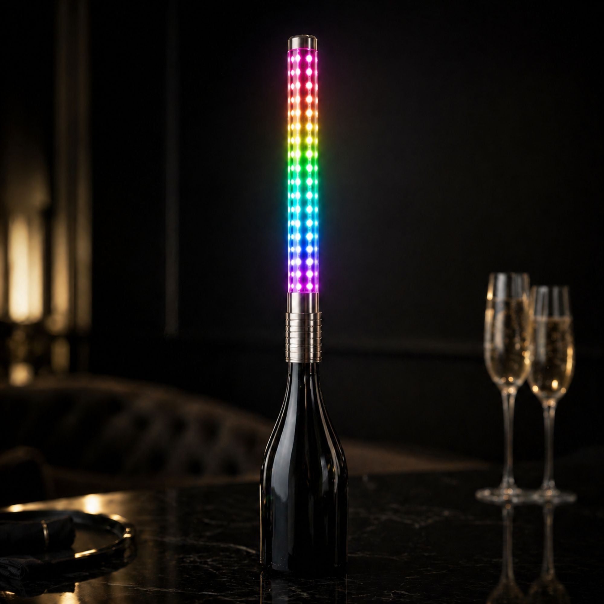 XL LED Flaschenaufsatz Handstab Stroboblitzstab – Leuchtende DJ Party-Dekoration