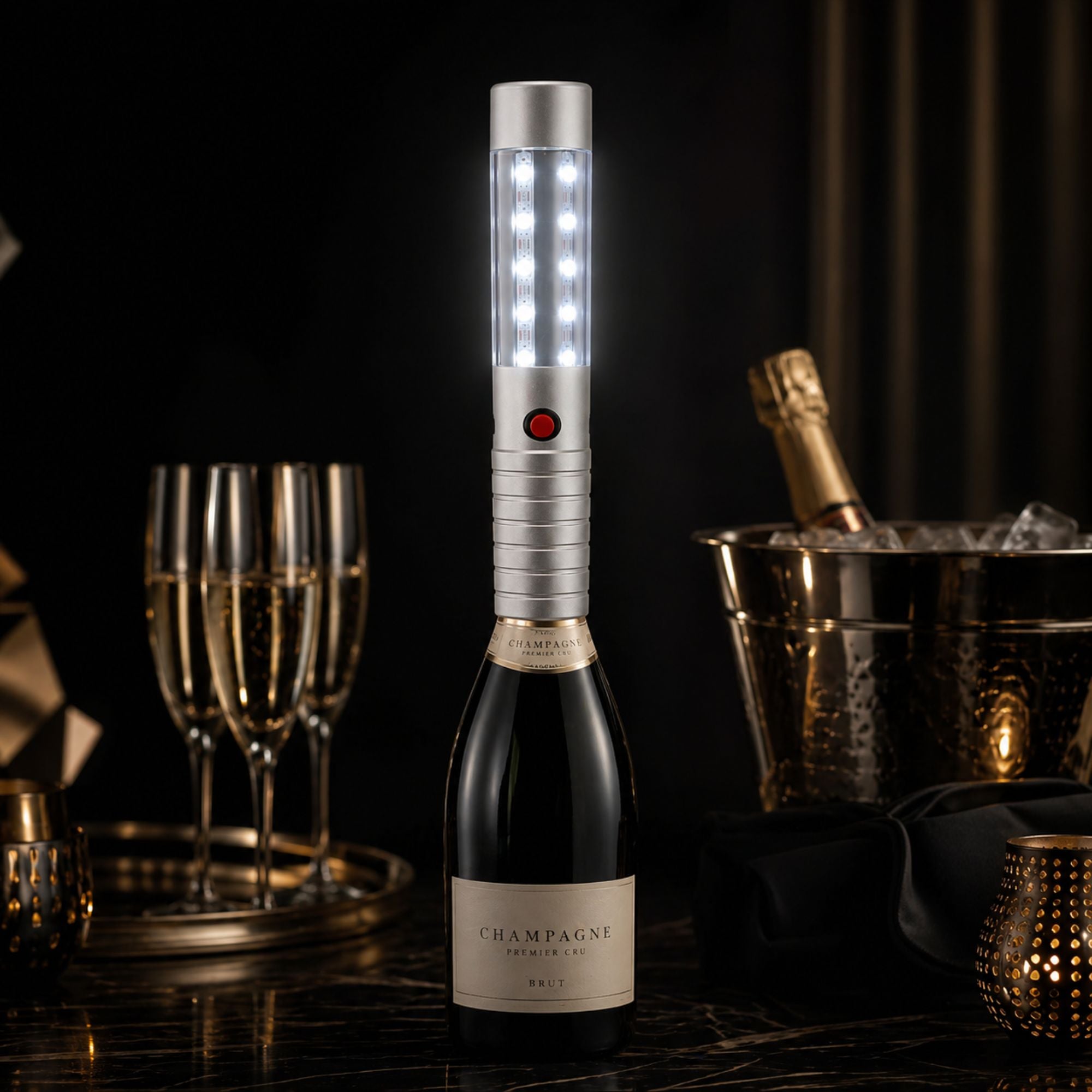 LED Bottle Topper Strobe Wand Silver/Gold – Light-up Party Decoration