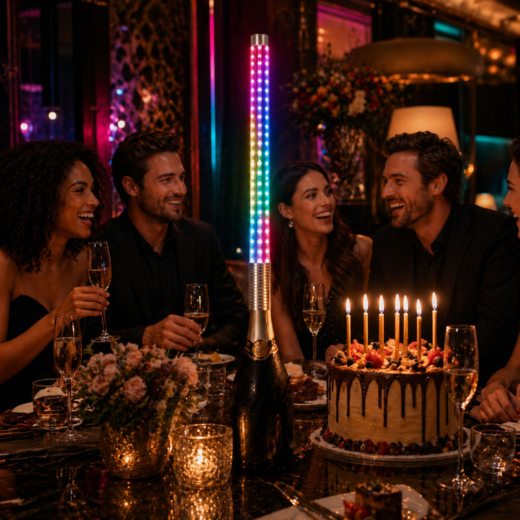 XL LED Flaschenaufsatz/Handstab/Stroboblitzstab 3 Stück Business Pack – Leuchtende DJ Party-Dekoration