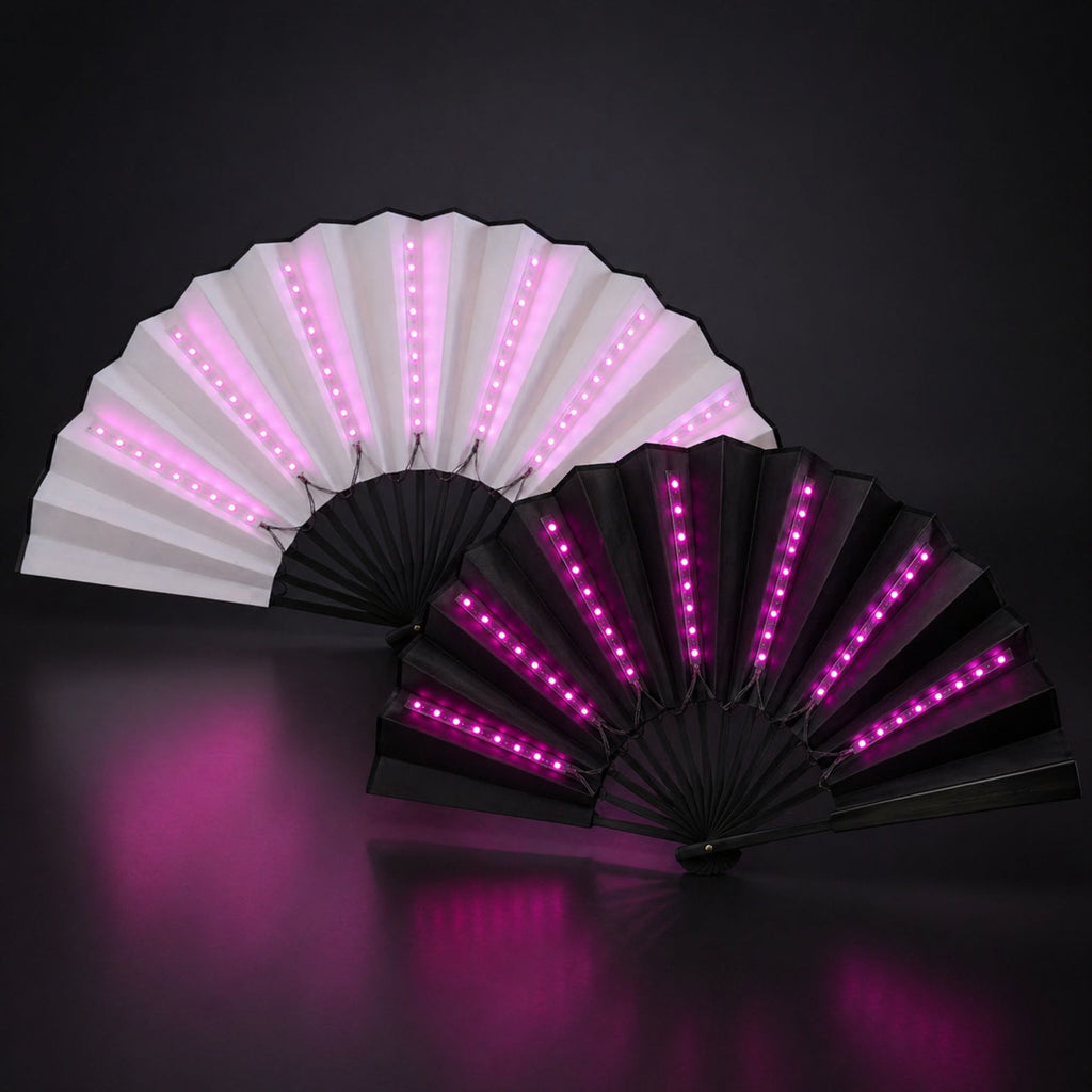 XL LED Handfächer DUBAI RGB 10 Stück Business Pack – Leuchtende Party-Dekoration