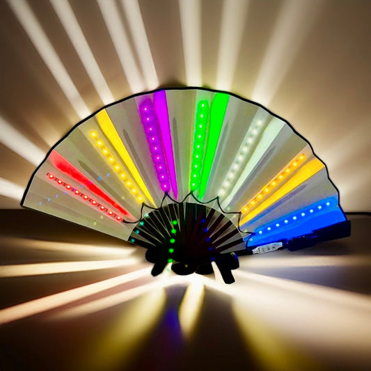 XL LED Handfächer RGB 6er Pack – Leuchtende Party-Dekoration