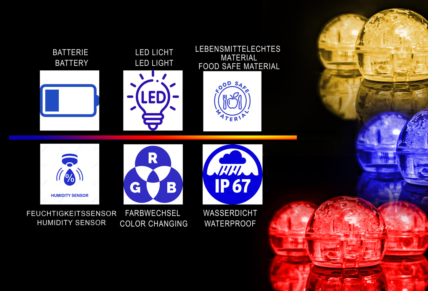 LED Eiswürfel 96er Mix Paket – Leuchtende Getränkedekoration