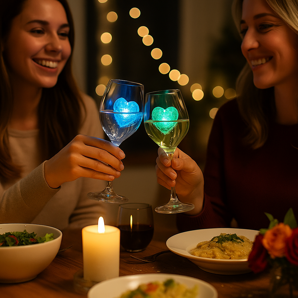 LED Eiswürfel Herz 60er Pack – Romantische Getränkedekoration