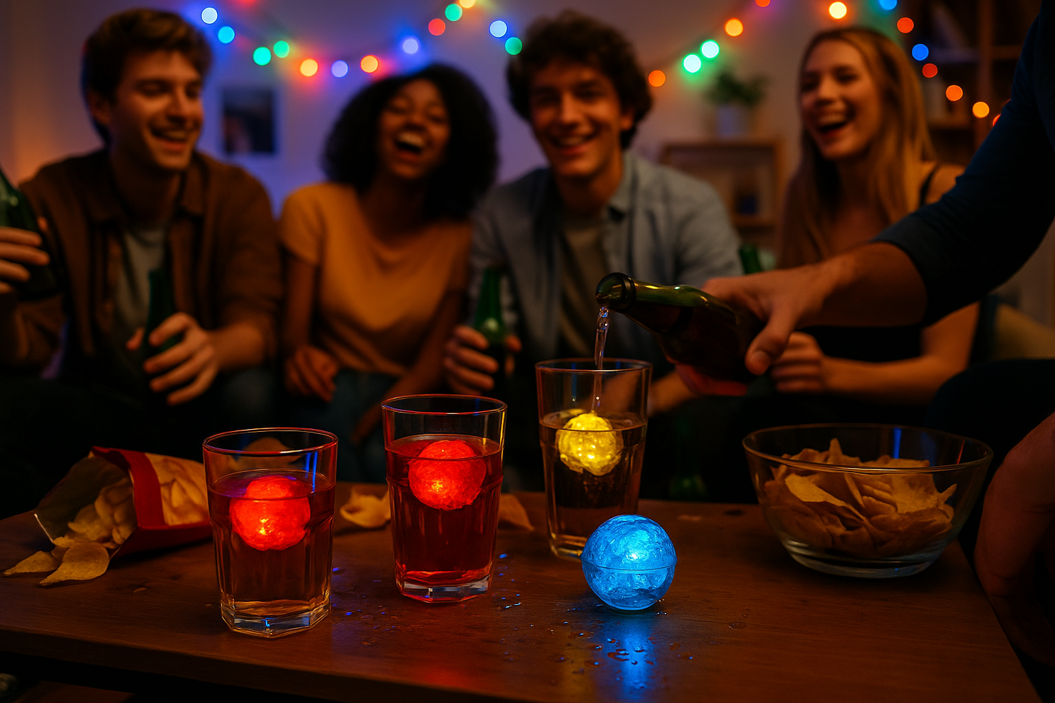 LED Eiswürfel Kugel 12er Pack – Leuchtende Getränkedekoration