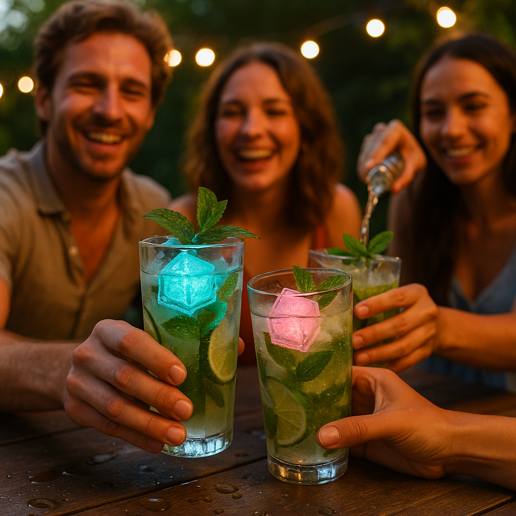 LED Eiswürfel Würfel 12er Pack – Leuchtende Party-Dekoration