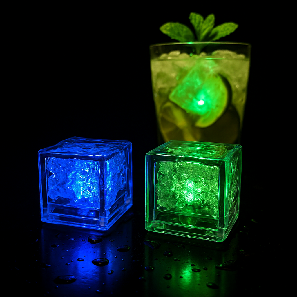 LED Eiswürfel Big Würfel On/Off 12er Pack – Perfekte Party-Dekoration