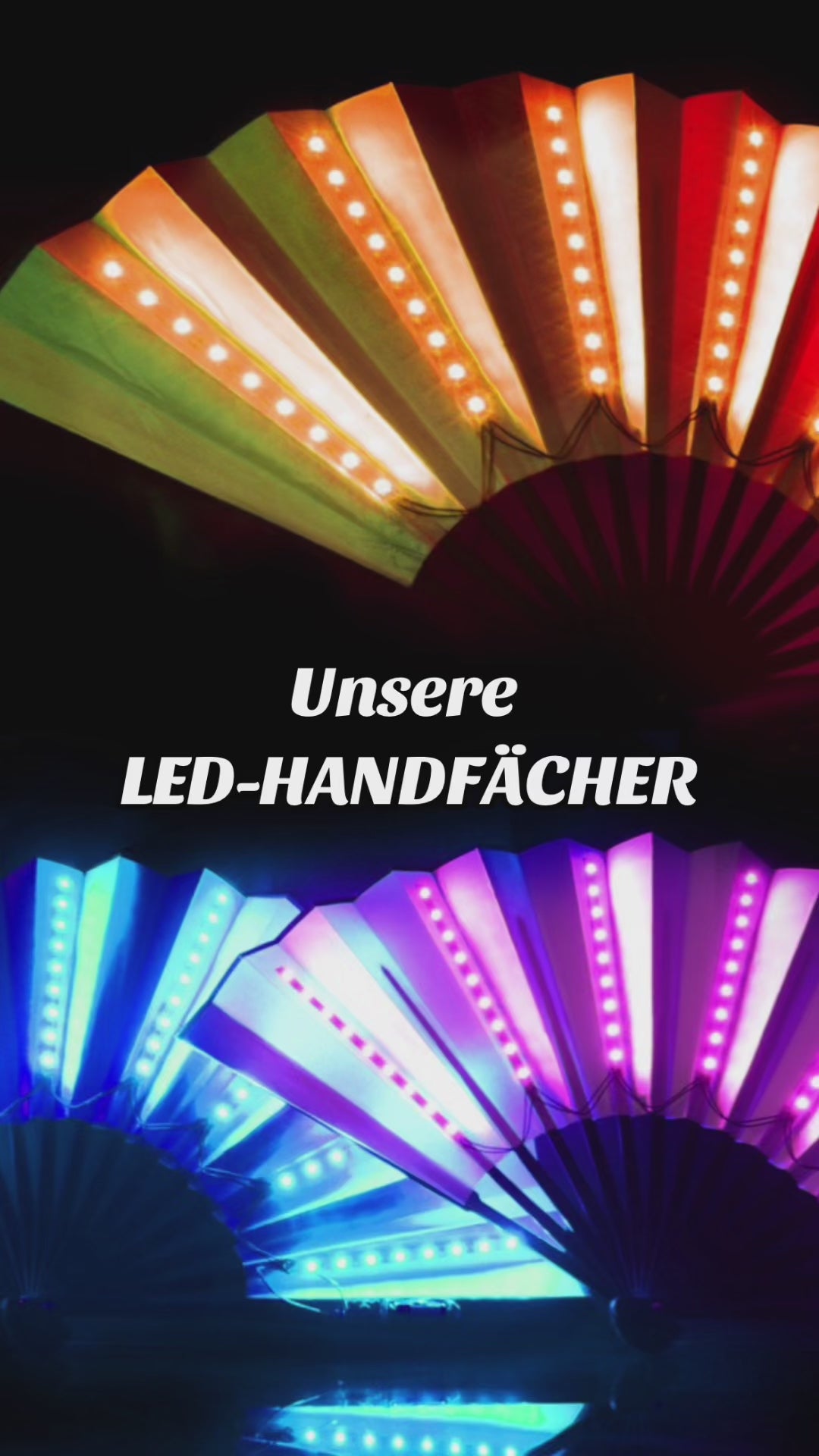 XL LED Handfächer RGB 30er Business Pack – Leuchtende Party-Dekoration