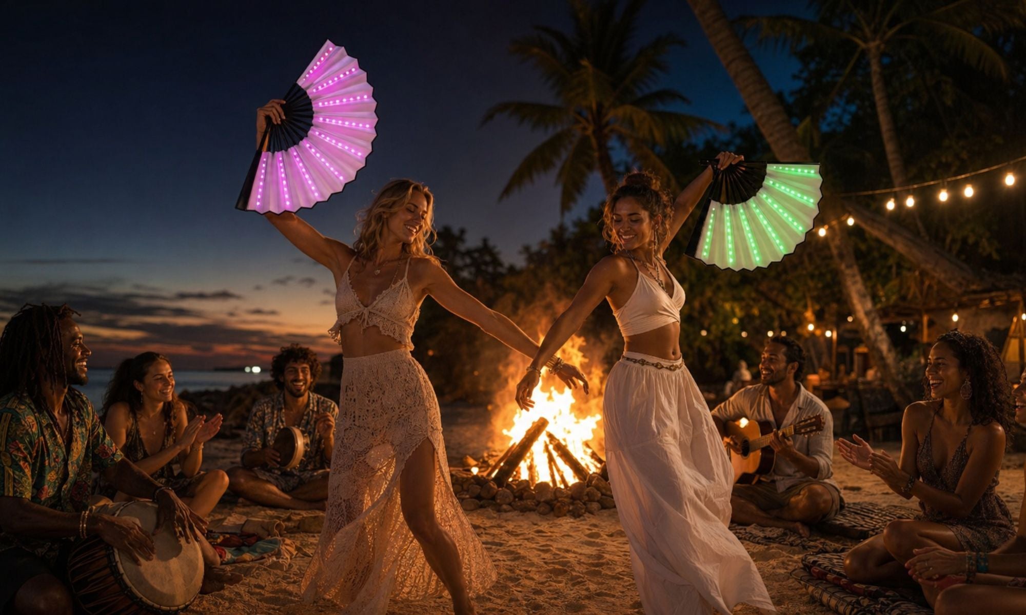 XL LED Handfächer DUBAI – Leuchtende Party-Dekoration